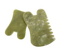 COLLBATH 2 piezas Jade Gua Sha Facial Scraper Set Natural Xiuyu Stone Massage Tool Smooth Polished Surface Dual For Body Skin Therapy
