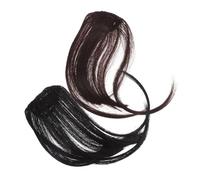 COLLBATH 2 piezas Peluca Flequillo Clip Falso Extensiones Cabello Natural Invisible y Ultrafinas Accesorio Versátil para Mujer Colores Marrón Oscuro y Negro Natural con Patillas