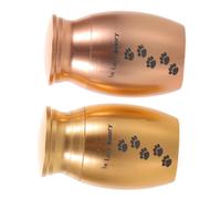 COLLBATH 2 Piezas Pequeñas Urnas Conmemorativas para Mascotas de Cajas de Almacenamiento Metálicas para Cenizas de Perro Diseño de de Pata para Pelo y Dientes Recuerdos de Mascotas