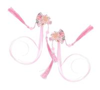 COLLBATH 2 Piezas Pinzas de Cabello Japonesas con Abanico y Flor Diseño con Borlas y Cinta Accesorio Elegante para Mujer de Unidades Rosa para Pelo Fino o Grueso Fiestas y Diario