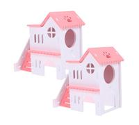 COLLBATH 2 Piezas Villa de casa pequeña hábitat pequeño escondite de la Cama del Conejillo de Indias Guinea conejera casa de Hamsters escondite Acogedor para hámster de polivinilo