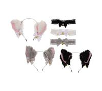 COLLBATH 3 juegos Conjunto de Orejas de Gato Diademas y Choker Encaje para Disfraz Fiesta Carnaval Niñas Accesorios Cosplay Ligero y Cómodo