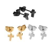 COLLBATH 3 Pares De Pendientes Estilo Hip-Hop Con Forma De Cruz Pendientes Decorativos Con Forma De Cruz Para Hombre