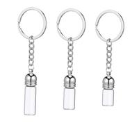 COLLBATH 3 Piezas Botellas Pequeñas de Vidrio con Llavero Frascos para Aceites Esenciales Colgante Decorativo Multifuncional Tapón Acrílico Plateado para Viaje y Diario