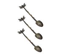 COLLBATH 3 Piezas Cucharas de Café Vintage Bosque con Diseño de Libélula y Rama Cucharas Pequeñas para Postre y Ensalada Inoxidable Resistente para Uso Doméstico y Profesional