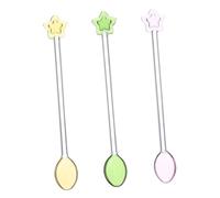 COLLBATH 3 Piezas Cucharas de Transparentes para Café Jugos y Postres con Mango Decoración de Cocina y Fiestas