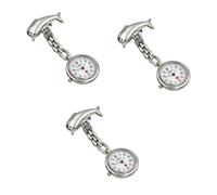COLLBATH 3 Piezas Reloj de Bolsillo Enfermera para Relojes de Pulsera para Hombres es Digitales Digital para Hombre de Enfermera Broche de Delfines Silver