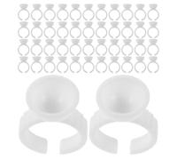 COLLBATH 300 Piezas Anillo de Paleta para Pigmento y Soporte para Pegamento de Pestañas, Material Plástico Blanco, Aplicación Precisa y Ligera para Tatuajes y Extensiones de Pestañas