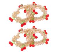 COLLBATH 4 Gomas para El Pelo de Cereza para Mujer | Gomas Elásticas con Cuentas de Cristal Artificial Y Bonitos Adornos de Cereza - Accesorios de Frutas para Fiestas Diarias, Colores Surtidos