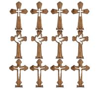 COLLBATH 4 Juegos de Cruces de Madera para decoración de Escritorio - Crucifijo de Madera de pie - Centros de Mesa rústicos para Arte Espiritual católico, Altar de Iglesia, hogar, Iglesia, oración