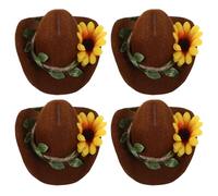 COLLBATH 4 Mini Sombreros de Vaquero para Mascotas: pequeños Sombreros de Fieltro para Pollos, Serpientes y Animales pequeños. Accesorio Ajustable y Divertido para disfrazarse de Halloween.