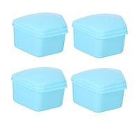 COLLBATH 4 Piezas Caja de Almacenamiento Trapezoidal Prueba de Fugas Contenedor de Viaje para Prótesis y Retenedores para Limpieza y Uso Diario