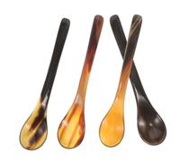 COLLBATH 4 piezas Cucharas de Cuerno de Buey para Cucharillas Pequeñas Decorativas para Café Té y Postres con Mango