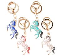 COLLBATH 4 Piezas Llavero de Caballo con Zirconia de Aleación Colorida Resistente al Desgaste Colgante de Zodiaco Chino para Bolsos y Mochilas Decoración Festiva para Año