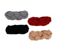 COLLBATH 4piezas Diademas Para Mujeres y Niñas Calentadores De Orejas De Ganchillo Burdeos Accesorios Cálidos Para Otoño Invierno Lavables y Duraderos