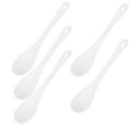 COLLBATH 5 Cucharas de Cerámica Blanca para Mezclar Mini Cucharas de Café y Condimentos para Tarros de Especias y Té Resistentes a Altas Temperaturas Fáciles de Limpiar Tamaño Compacto