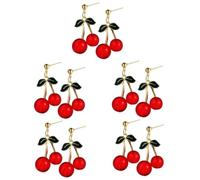COLLBATH 5 Pares pendientes de cereza pendientes pendientes encanto tachuelas pendientes para mujer oro cherry earrings pendientes fiesta pendientes colgantes pendientes de mujer aleación
