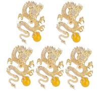 COLLBATH 5 Piezas Broche Dragón Dorado Jugando con Perlas cuerpo patas vestir Continuar capa broche mujer broches de bisuteria de dragones para hombres broche chino pedrería Golden