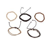 COLLBATH 5 Pulseras de Tobillo Ajustables de Cuero Sintético para Mujer y Niñas, Pulsera de Sandalia Tejida, Pack Decorativo Adecuado para Clase de Yoga y Amistad