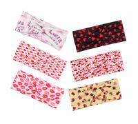 COLLBATH 6 Diademas Elásticas Estampadas para Fitness Diseño de Corazones y Labios, Pañuelo Deportivo Absorbente de Sudor para Mujer, Banda Cómoda para Yoga y SPA, Accesorios Cabello, Pack
