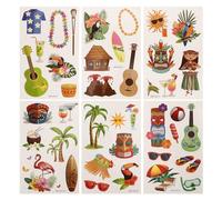 COLLBATH 6 Hojas de Tatuajes Temporales Estilo Hawaiano para Brazo y Cuello, Impermeables, Seguros y Prácticos, Ideales para Fiesta Playa y Verano