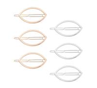 COLLBATH 6 Pasadores Cabello de Aleación de Metal, Clips Geométricos Ovalados, Pinzas Ligeras en Color Dorado y Plateado, Accesorios Multiestilo para Uso Diario y Fiestas