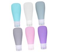 COLLBATH 6 piezas Botellas de Silicona para Viaje Envases Rellenable para Cosméticos Lociones y Champú Diseño Sectorial Portátil Colores Surtidos Rosa Gris Púrpura Azul Lago Verde