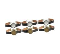 COLLBATH 6 Piezas brazalete de cuero suministros para hacer pulseras base de cabujón bandeja de la vendimia bandeja de bisel en pulsera de bisel tripe pulsera de cuero pulsera retro