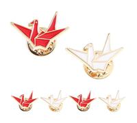 COLLBATH 6 Piezas Broche de Grulla de Origami 6 Piezas, Aleación Resistente, Diseño Color Rojo y, Joyas de Grulla para Ropa, Bolsos y Cosplay, Accesorio Ligero para Uso Diario y