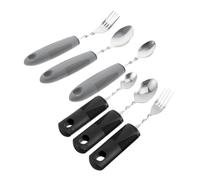 COLLBATH 6 piezas Cubiertos Adaptativos Antideslizantes y Plegables para Mayores y Discapacitados Acero Inoxidable con Mangos Ergonómicos para Temblores y Disfagia Utensilios Pesados para