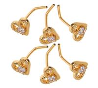 COLLBATH 6 Piezas De Piercings Para La Nariz Con Forma De Corazón Con Gancho Torcido Para Mujer Dorados