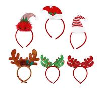 COLLBATH 6 Piezas Diadema Navideña De Astas De Reno Diademas De Reno Navideño Para Fiestas Tocados Navideños De Sombrero De Fiesta Color Rojo