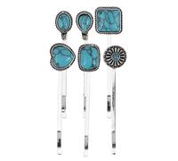 COLLBATH 6 piezas Unidades Pasadores para Cabello Estilo Chino Tradicional con Diseño Corazón y Flores Accesorios de Cabello Turquesa Retro para Mujer Clips Duraderos y Versátiles para