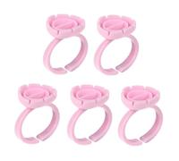 COLLBATH Anillo de Taza de Pegamento para Pestañas de Plástico Rosa, 100 Unidades, Fácil de Limpiar y Se Puede Sujetar a Pinzas, Herramienta de Maquillaje Profesional