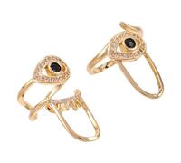 COLLBATH Anillos de Uñas Metálicos Diseño de Ojo Malvado, 2 Piezas Tamaño Medio, Joyas para Manicura y Decoración de Uñas, Accesorios para Fiestas y Uso Diario