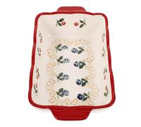 COLLBATH Bandeja para Hornear de Cerámica Pequeña Asas Laterales, Fuente Rectangular para Horno, Molde Multifuncional para Lasaña, Queso y Verduras, Utensilio Resistente para Cocina