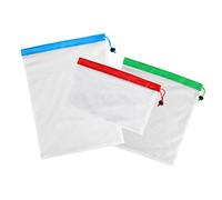 COLLBATH Bolsas de Malla para Verduras Reutilizables con Cordón 3 Tamaños para Compras Escuela Y Almacenamiento Material de Poliéster Resistente
