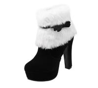 COLLBATH Botas De Tacón Alto De Gamuza Botas Altas Tipo Calcetín Plataforma De Tacón Alto Con Zapatos Navideños Para Mujer Medias De De