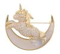 COLLBATH broche de unicornio para mujer Afileres de etiqueta alfileres de solapa de unicornio elegante de cobre alfiler de mochila madre ostra Beige