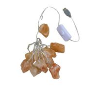 COLLBATH Cadena de Luces Decorativas de Lámpara de Sal Natural 10 Led, Luz Nocturna USB Suave para Dormitorio, Mesa y Yoga, Cuerda de Lámparas de Sal para Ambiente Relajante, Ahorro