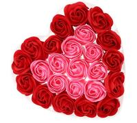 COLLBATH Caja de Flores de Jabón Artificial 24 Rosas Simuladas Rojo Exterior y Rosa Interior Set Decorativo para Baño y Obsequio Día de San Valentín Jabón Perfumado para Cuidado Personal