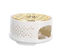COLLBATH Calentador de Cerámica para Tetera con Cuchara y Portavelas Base Estable de Acero Inoxidable para Calentar Té y Café Soporte para Tetera de Vidrio para Té y Leche
