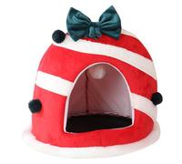 COLLBATH Cama para Mascotas para Navidad Cama Festiva para Gatos Nido Cueva Cueva Navideña para Mascotas para Perros Pequeños Conejitos Transpirable Acogedor