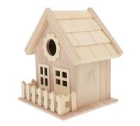 COLLBATH Casa para Pájaros De Madera Sin Terminar Nido Ventana Doble Decorativa Tamaño Pequeño para Canarios y Manualidades para Mascotas De Aves