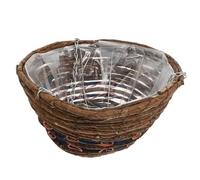 COLLBATH Cesta Colgante Tejida de Mimbre Marrón Redonda para Plantas, Práctica y Montada en Pared Diseño Natural y Apariencia Simple