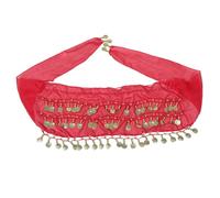 COLLBATH Cinturón de Cadera para Danza del Vientre con Monedas Bufanda de Cadera de Gasa Roja de Tres para Mujer Accesorio Ligero y Brillante para Actuaciones Escénicas
