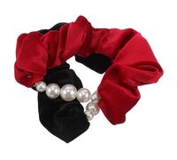 COLLBATH Coletero De Terciopelo Perlas 2 Gomas Elásticas Bonito Para Mujer y Niño