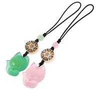 COLLBATH Colgantes de Jade en Forma de Zorrillo 2 Piezas para Celular y Llavero Decoración de Bolsos en Verde y Rosa Accesorios Colgantes para Fundas y Adornos de Moda