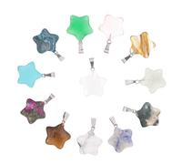 COLLBATH Colgantes de Piedra Natural Multicolor Forma de Estrella de Cinco Puntas 12 Piezas para Manualidades y Escuela Dominical Color Aleatorio