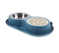 COLLBATH Comedero Antideslizante De Inoxidable Doble para Gatos Plato Slow Feed para Mascotas Evita Derrames y Promueve Hábitos Saludables De Alimentación para Uso Interior